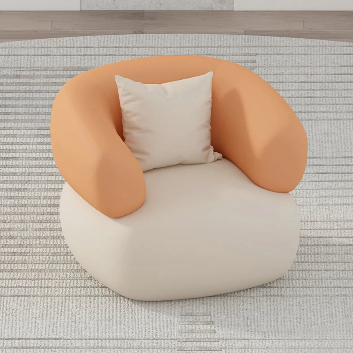 Modern Two-Tone Curved Leather Concealed Support Sofa Image - 2