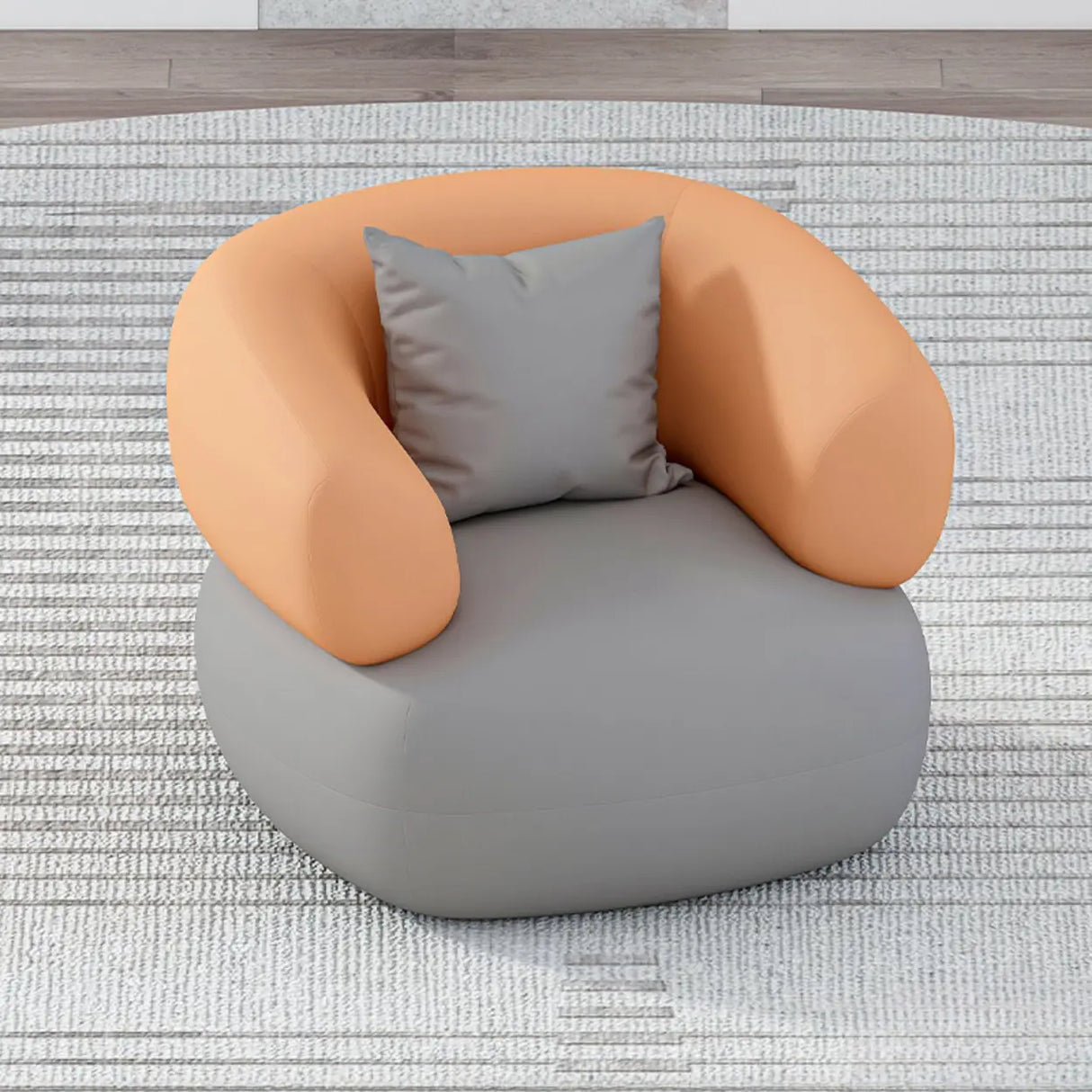 Modern Two-Tone Curved Leather Concealed Support Sofa Image - 3