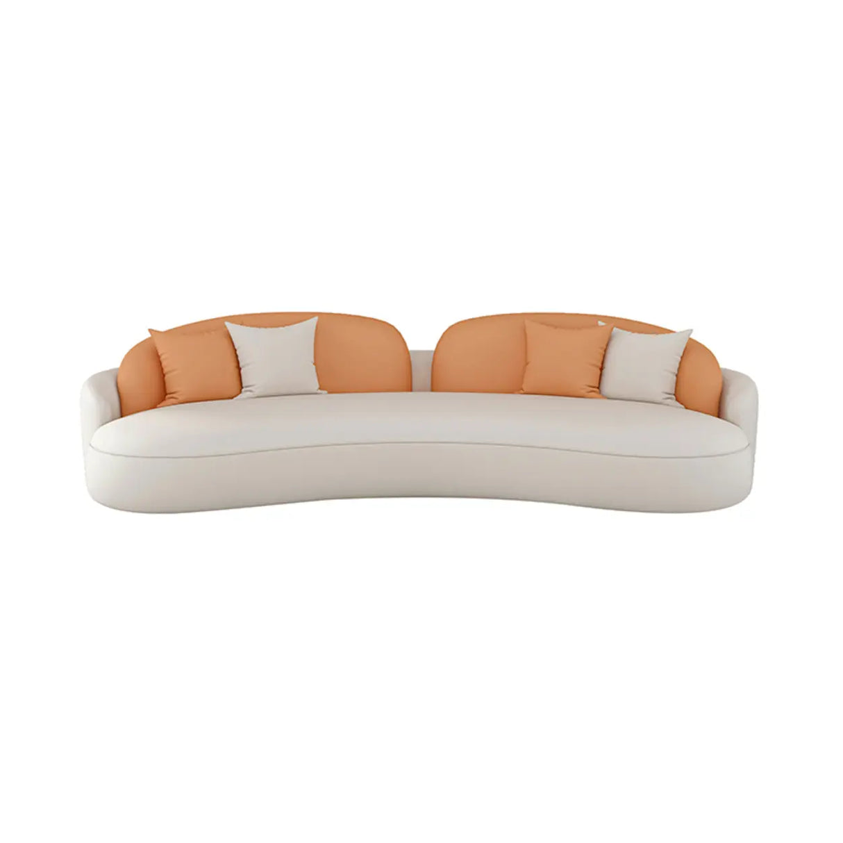 Modern Two-Tone Curved Leather Concealed Support Sofa Image - 9