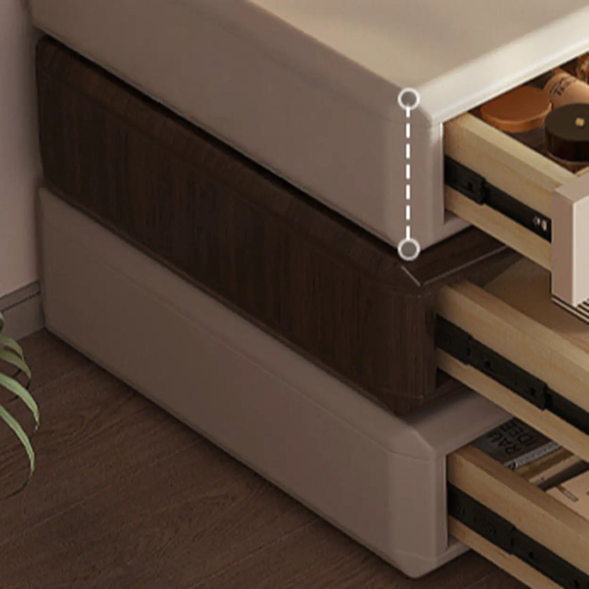 Modern Unique Stacked Swivel Wood Nightstand with Drawers Image - 10