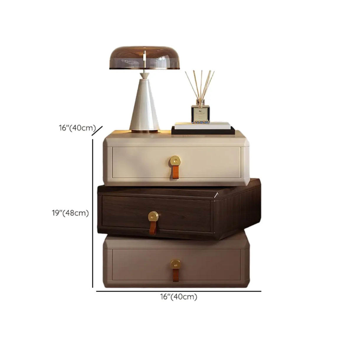 Modern Unique Stacked Swivel Wood Nightstand with Drawers