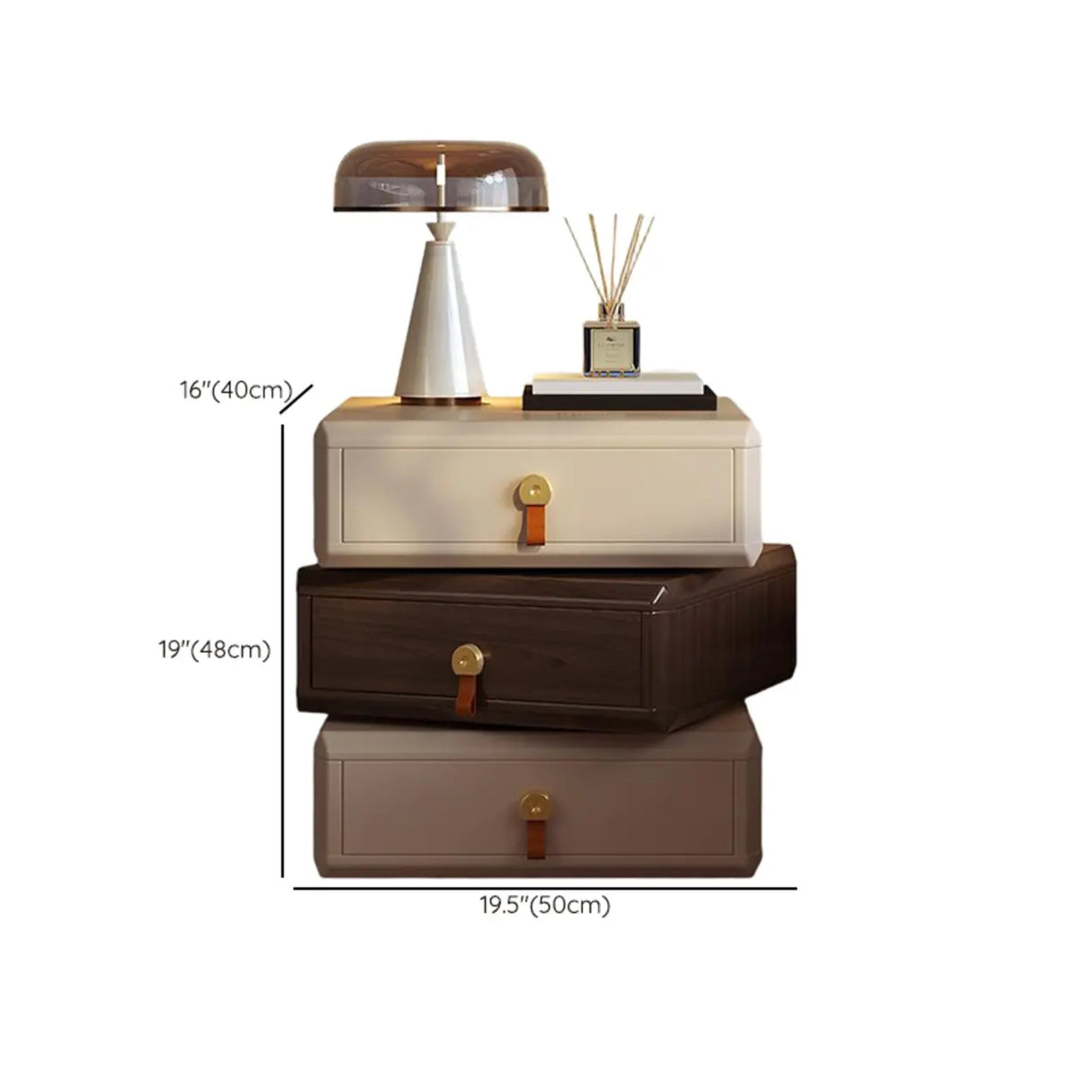 Modern Unique Stacked Swivel Wood Nightstand with Drawers Image - 12