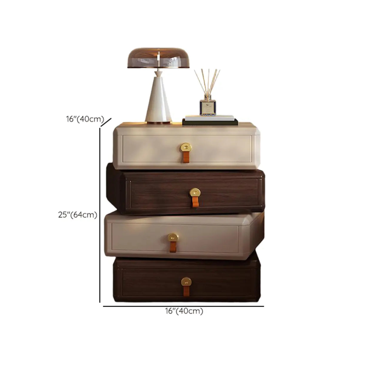 Modern Unique Stacked Swivel Wood Nightstand with Drawers Image - 13