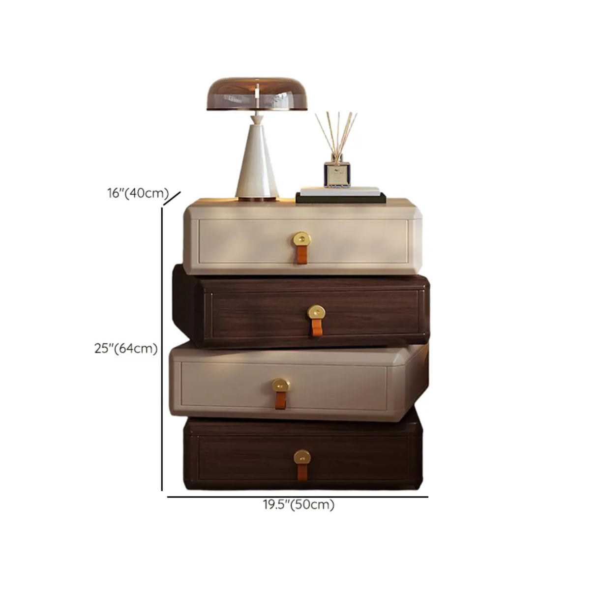 Modern Unique Stacked Swivel Wood Nightstand with Drawers Image - 14