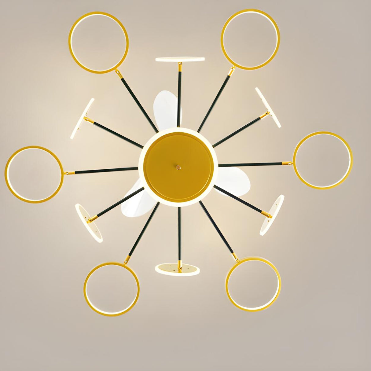 Modern Unique Starburst Metal Ceiling Fan with Light Image - 13