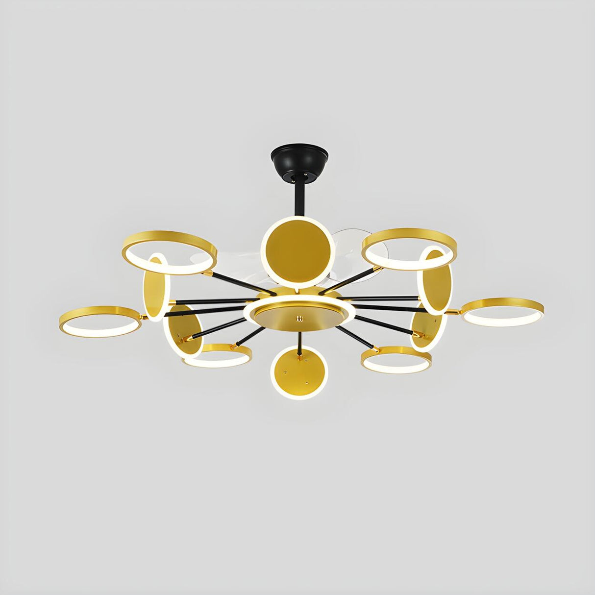 Modern Unique Starburst Metal Ceiling Fan with Light Image - 4