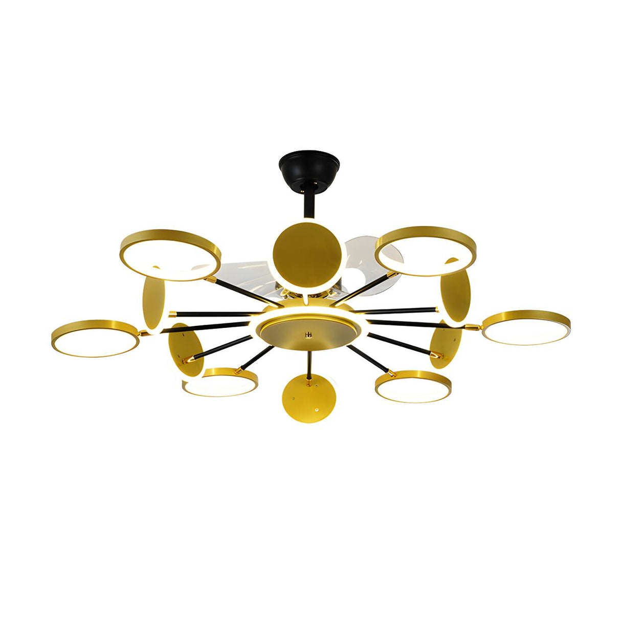 Modern Unique Starburst Metal Ceiling Fan with Light Image - 7