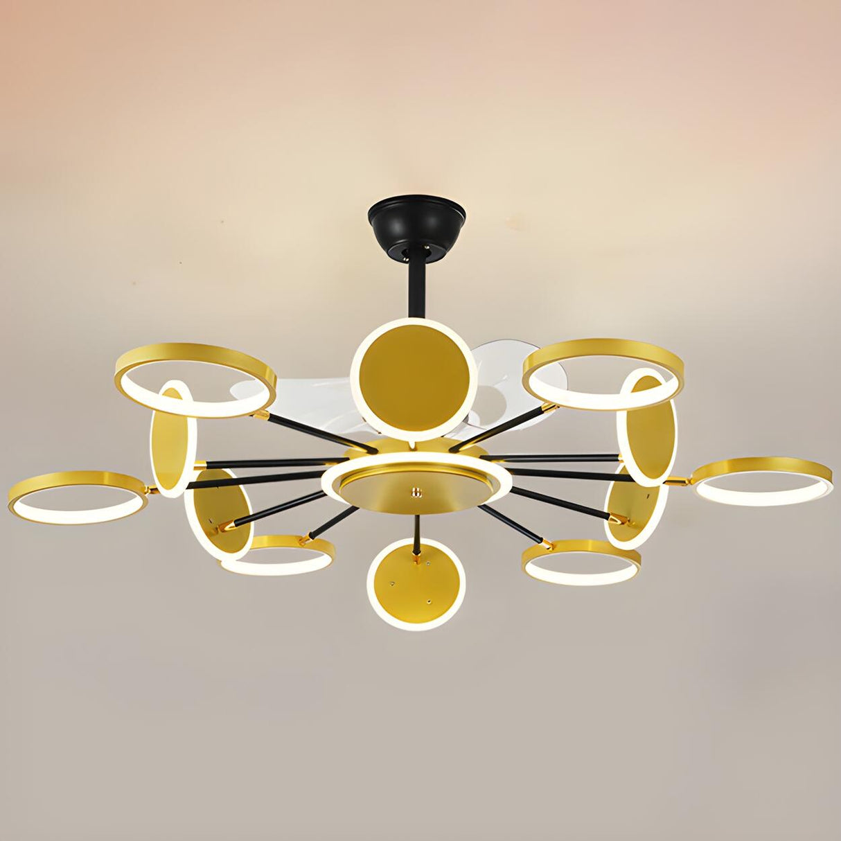 Modern Unique Starburst Metal Ceiling Fan with Light Image - 9