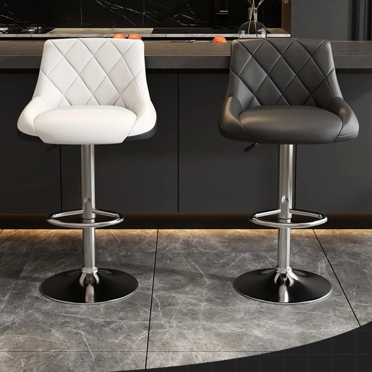 Modern Upholstered Adjustable Swivel Bucket Bar Stool Image - 1