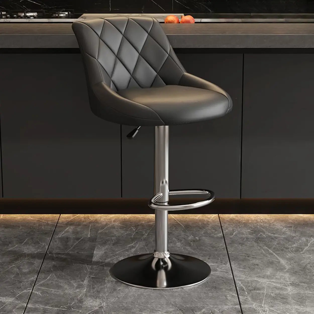 Modern Upholstered Adjustable Swivel Bucket Bar Stool Image - 12