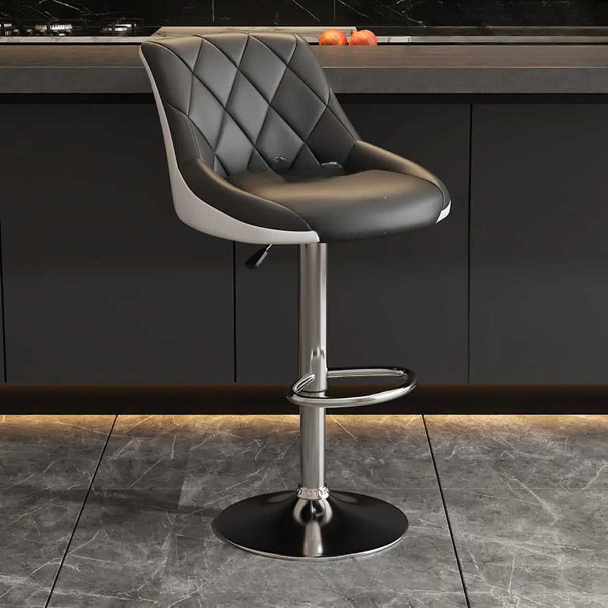 Modern Upholstered Adjustable Swivel Bucket Bar Stool Image - 16