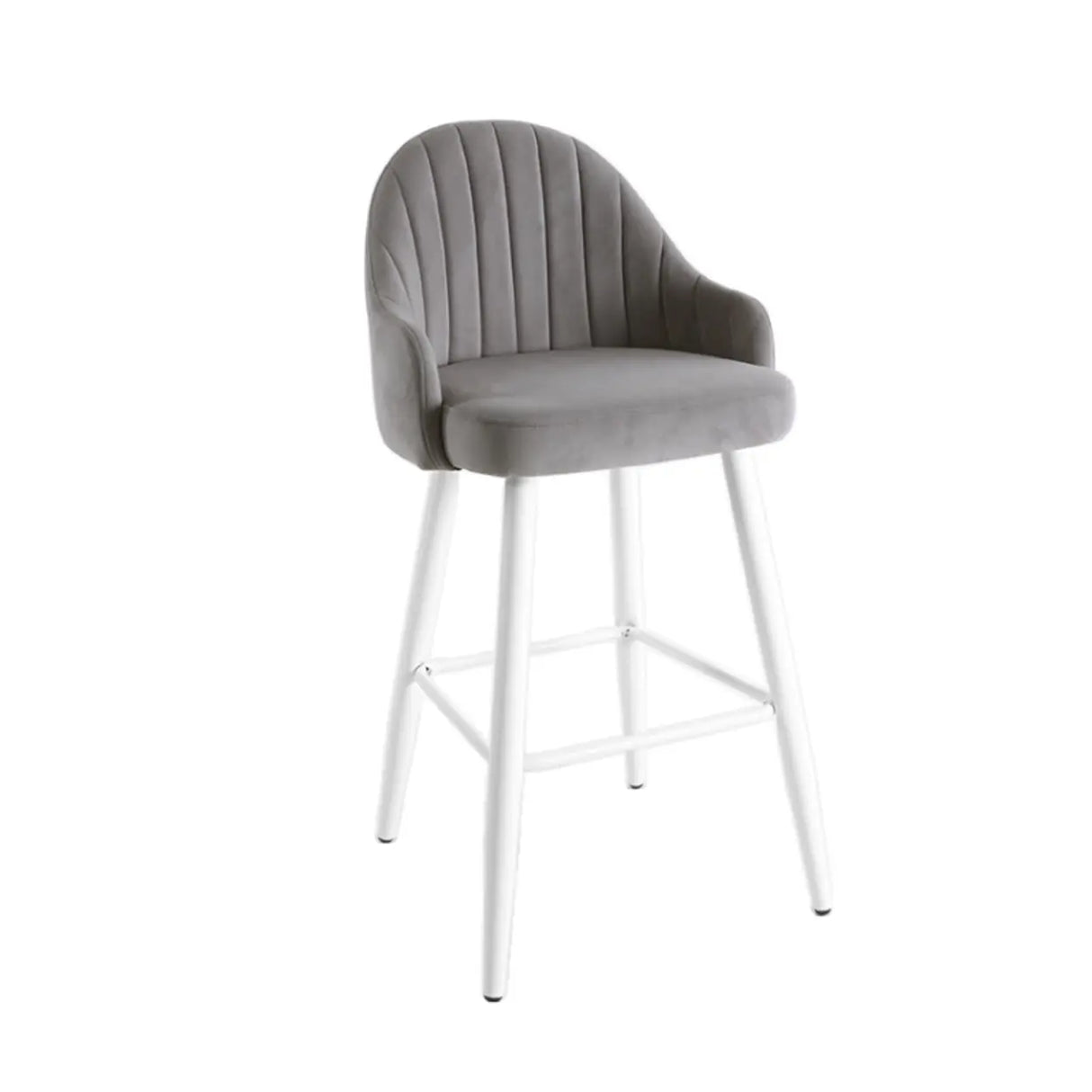 Modern Upholstered Apricot Rectangular Bar Stools with Arms Image - 3