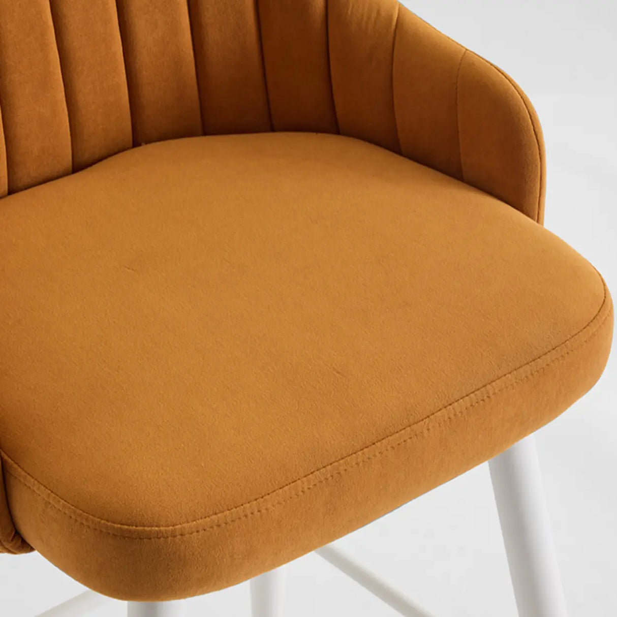 Modern Upholstered Apricot Rectangular Bar Stools with Arms Image - 9