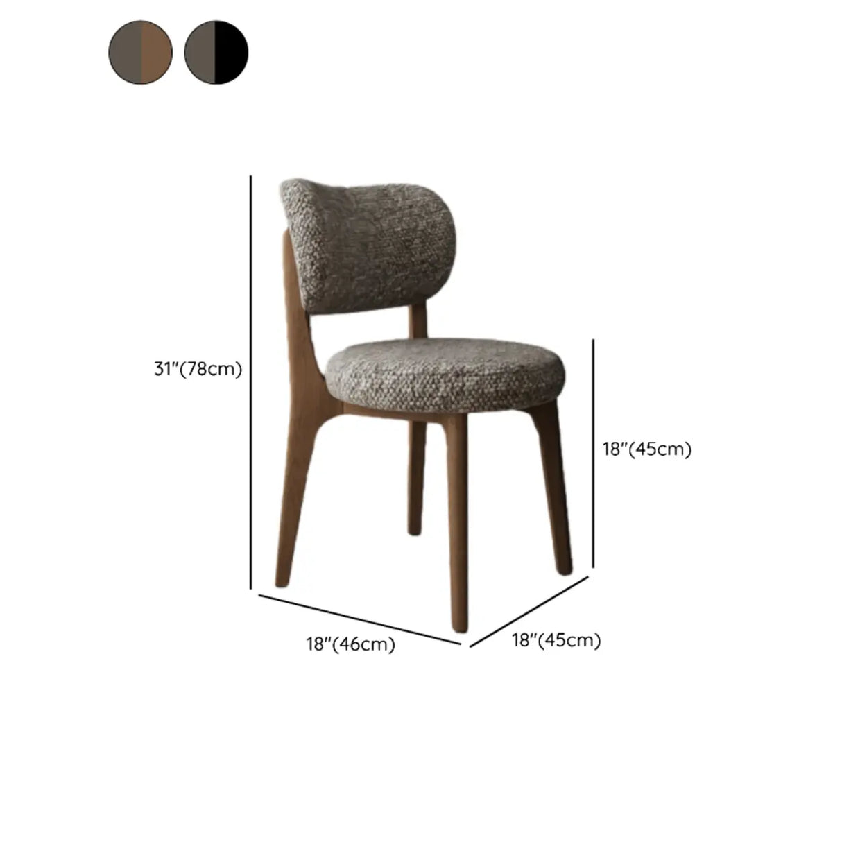 Modern Upholstered Curved Back Armless Wood Dining Chair Image - 15