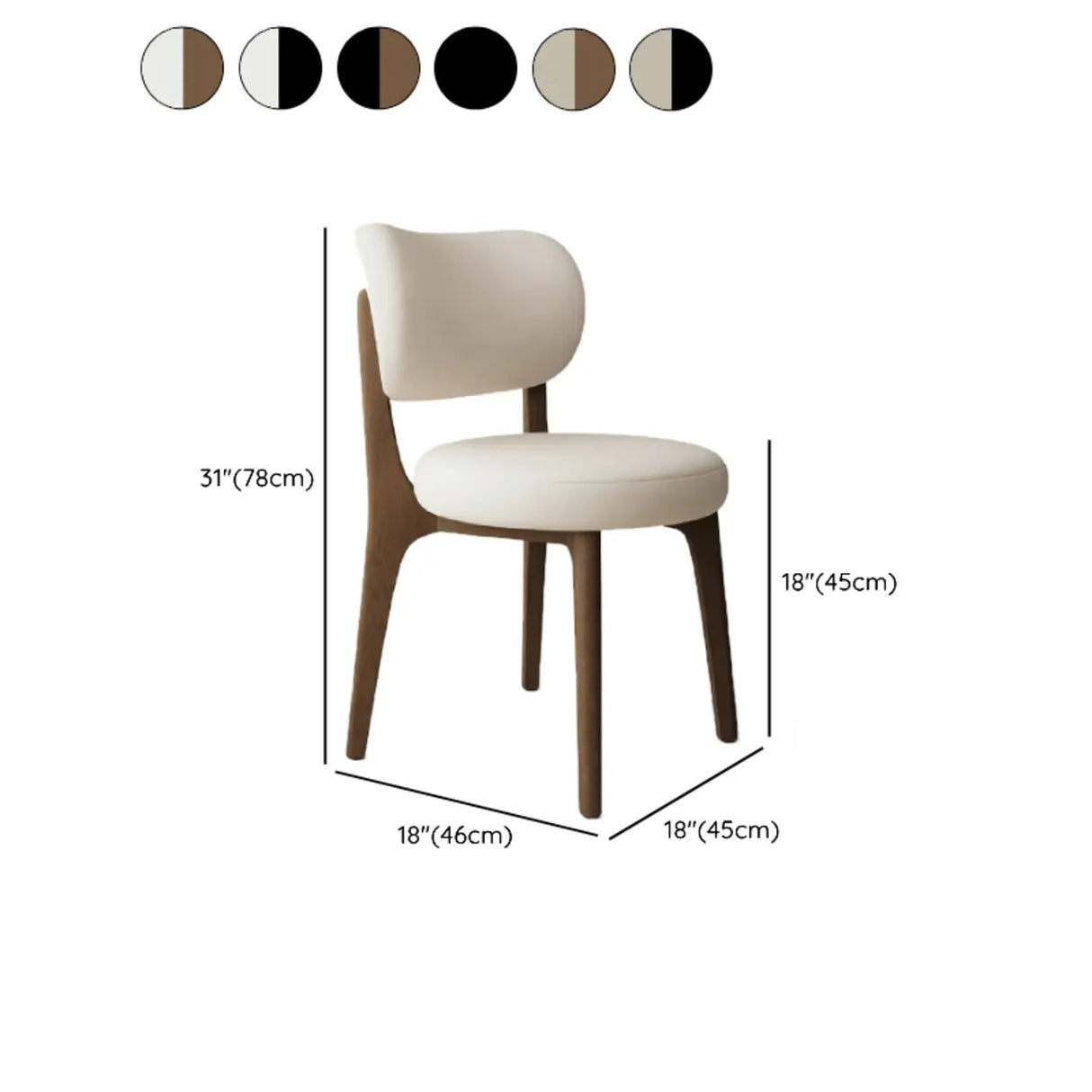 Modern Upholstered Curved Back Armless Wood Dining Chair Image - 16