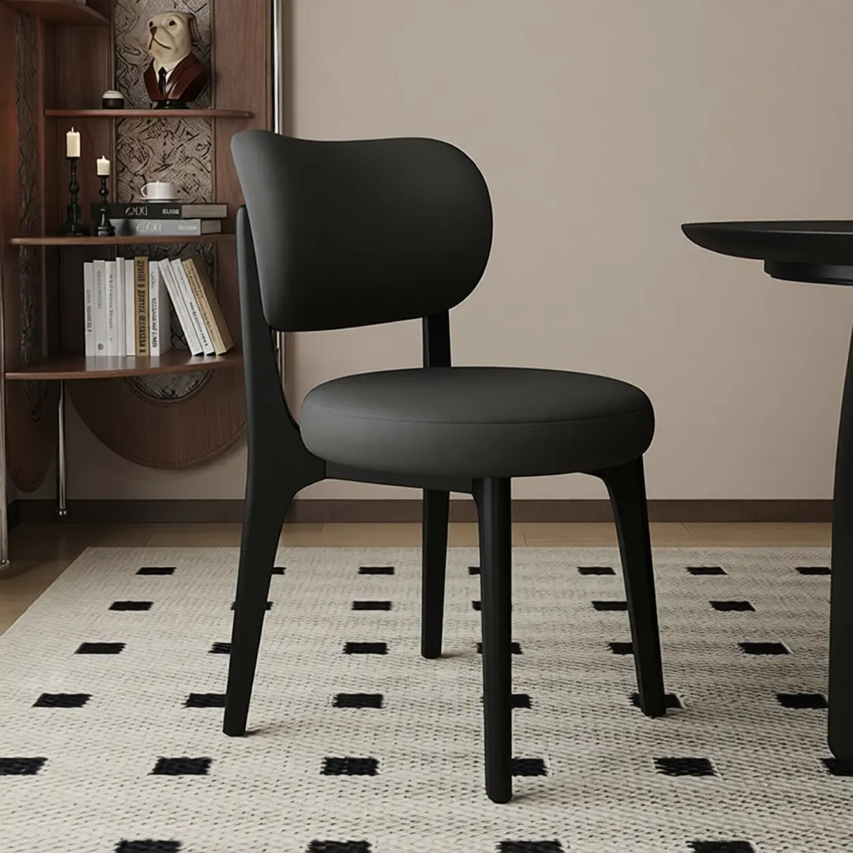 Modern Upholstered Curved Back Armless Wood Dining Chair Image - 7