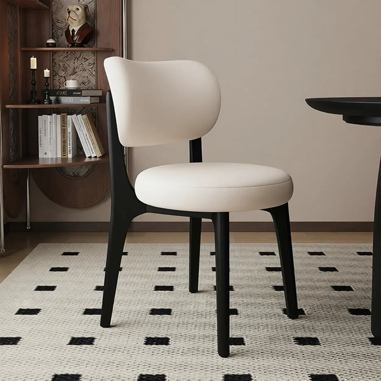Modern Upholstered Curved Back Armless Wood Dining Chair Image - 8