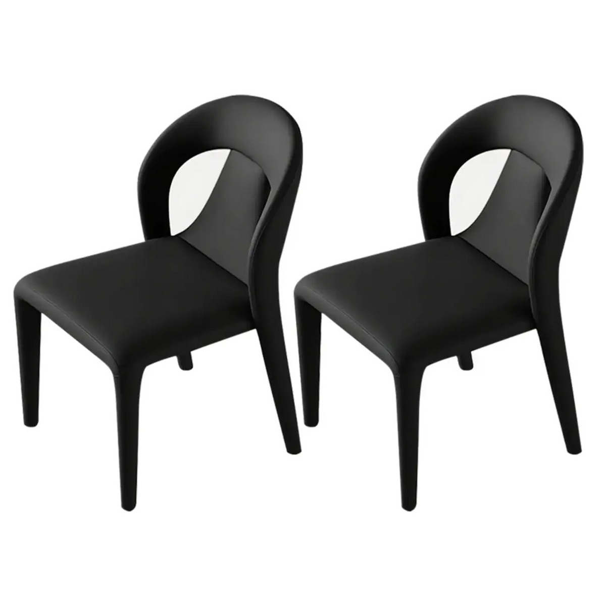 Modern Upholstered Leather Curved Back Off-White Dining Chair Image - 7