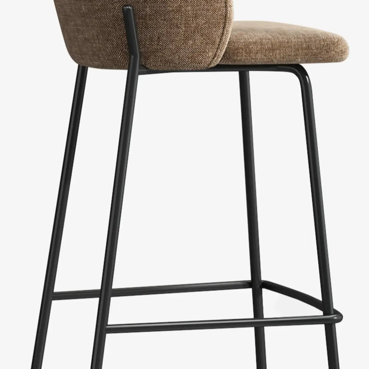 Modern Upholstered Low Back Bar Stool with Metal Frame Image - 8
