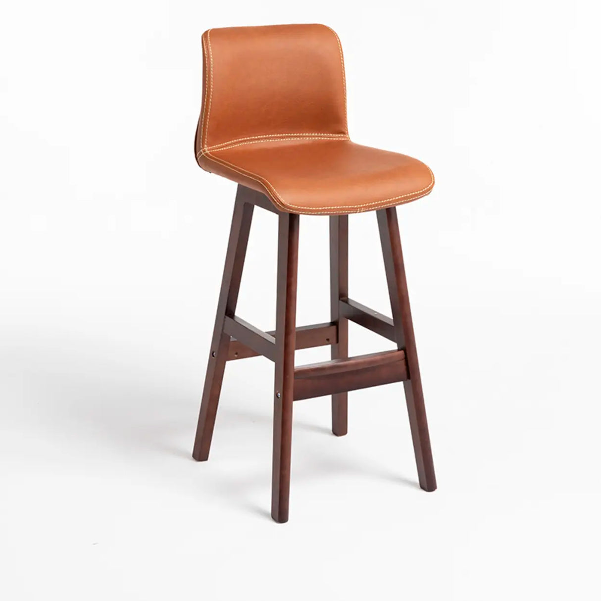 Modern Upholstered Low Back Bucket Bar Stool with Footrest Image - 10