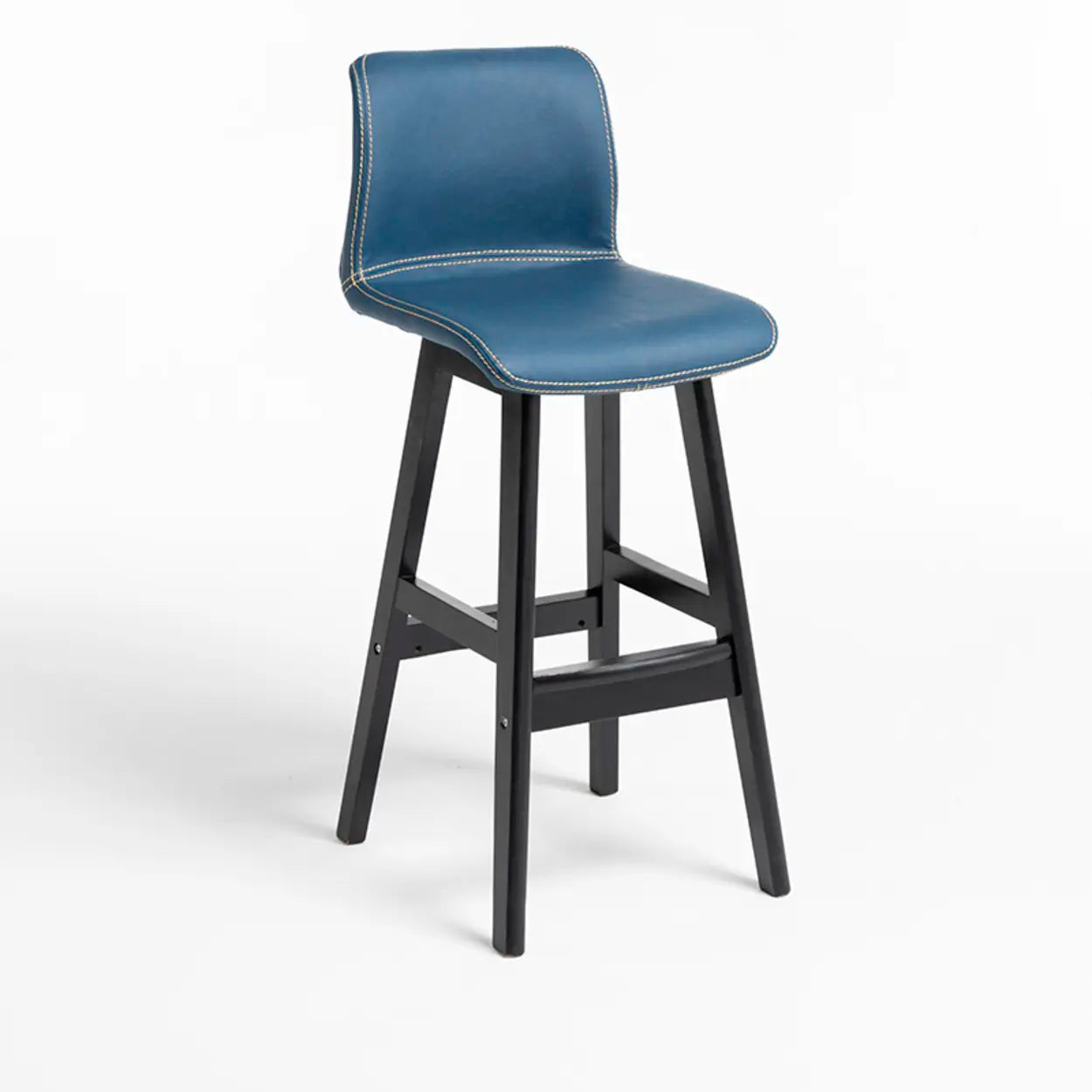 Modern Upholstered Low Back Bucket Bar Stool with Footrest Image - 15