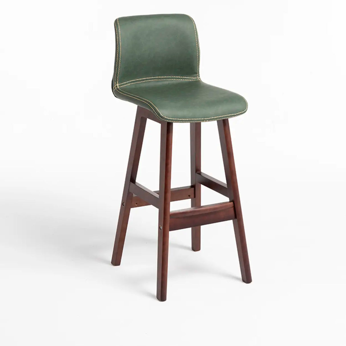 Modern Upholstered Low Back Bucket Bar Stool with Footrest Image - 16