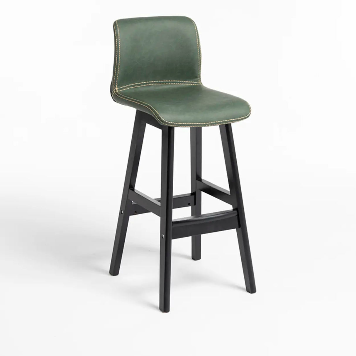Modern Upholstered Low Back Bucket Bar Stool with Footrest Image - 2