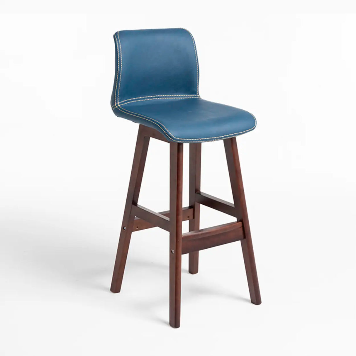 Modern Upholstered Low Back Bucket Bar Stool with Footrest Image - 22