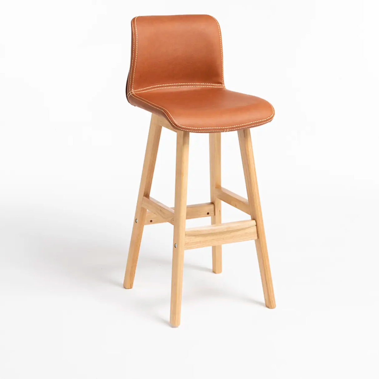 Modern Upholstered Low Back Bucket Bar Stool with Footrest Image - 24
