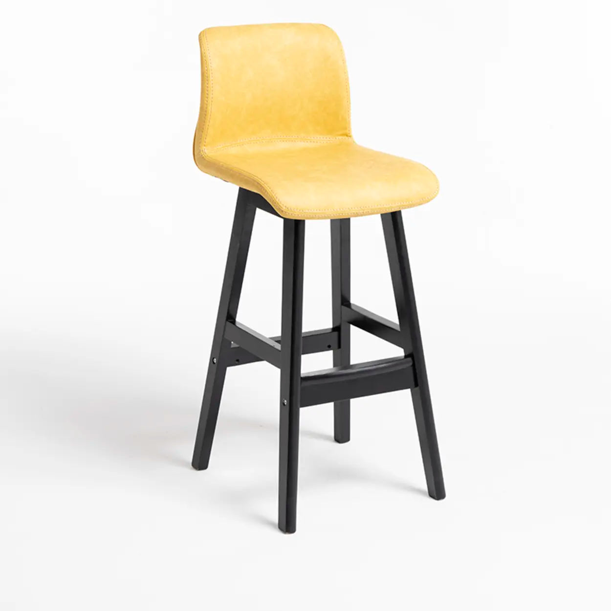 Modern Upholstered Low Back Bucket Bar Stool with Footrest Image - 25