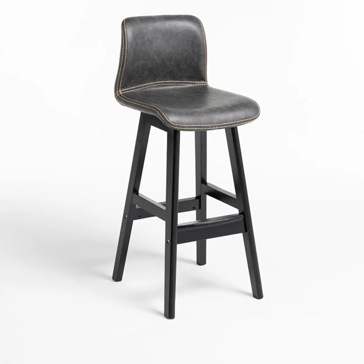 Modern Upholstered Low Back Bucket Bar Stool with Footrest Image - 6