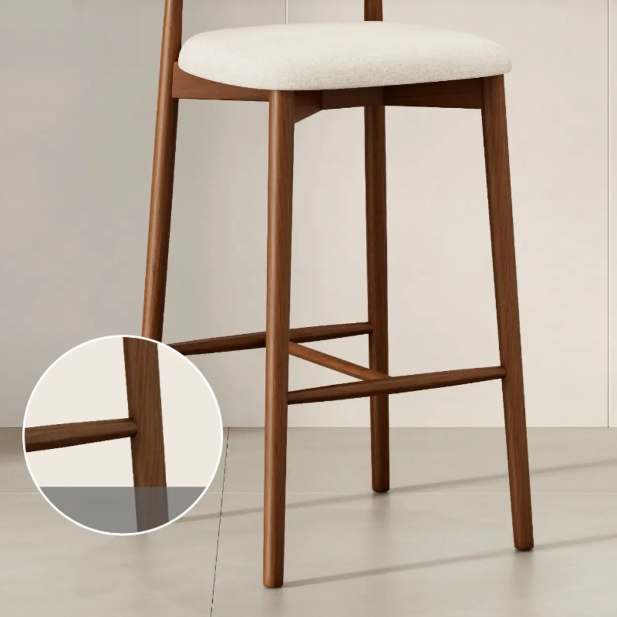 Modern Upholstered Low Back Footrest Counter Height Bar Chair Image - 10