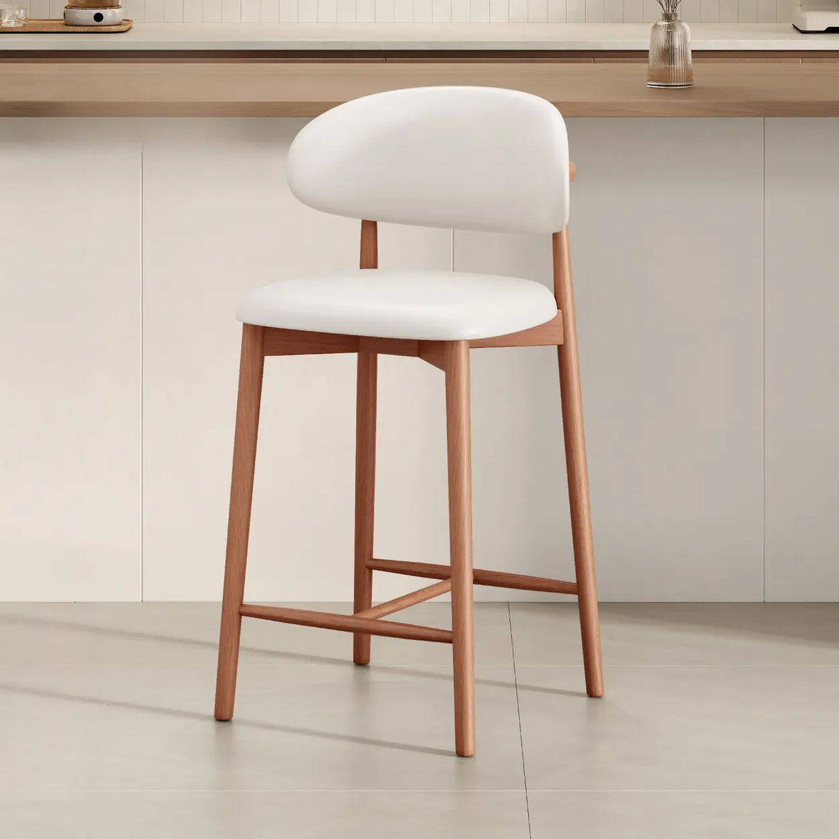 Modern Upholstered Low Back Footrest Counter Height Bar Chair Image - 19