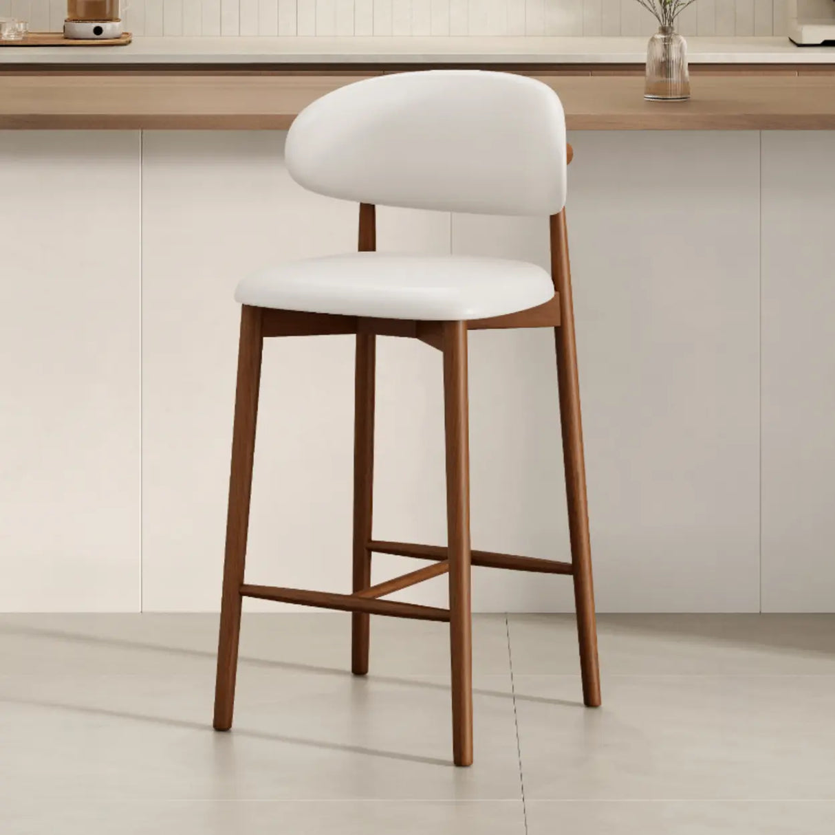 Modern Upholstered Low Back Footrest Counter Height Bar Chair Image - 29