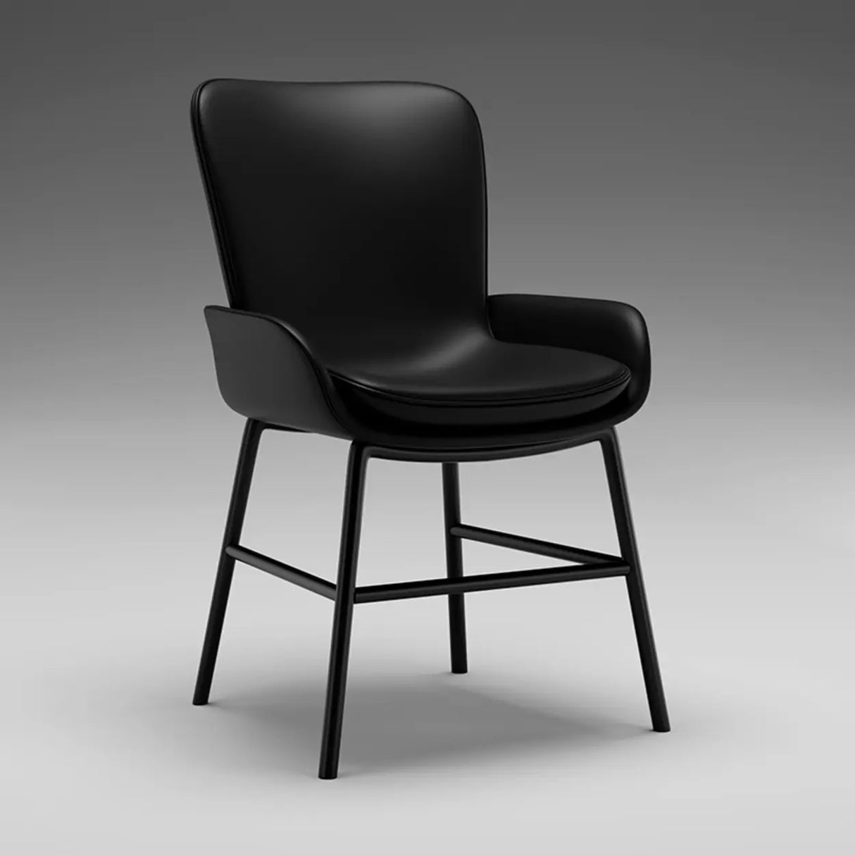 Modern Upholstered Solid Back Armchair Dining Chair Image - 11