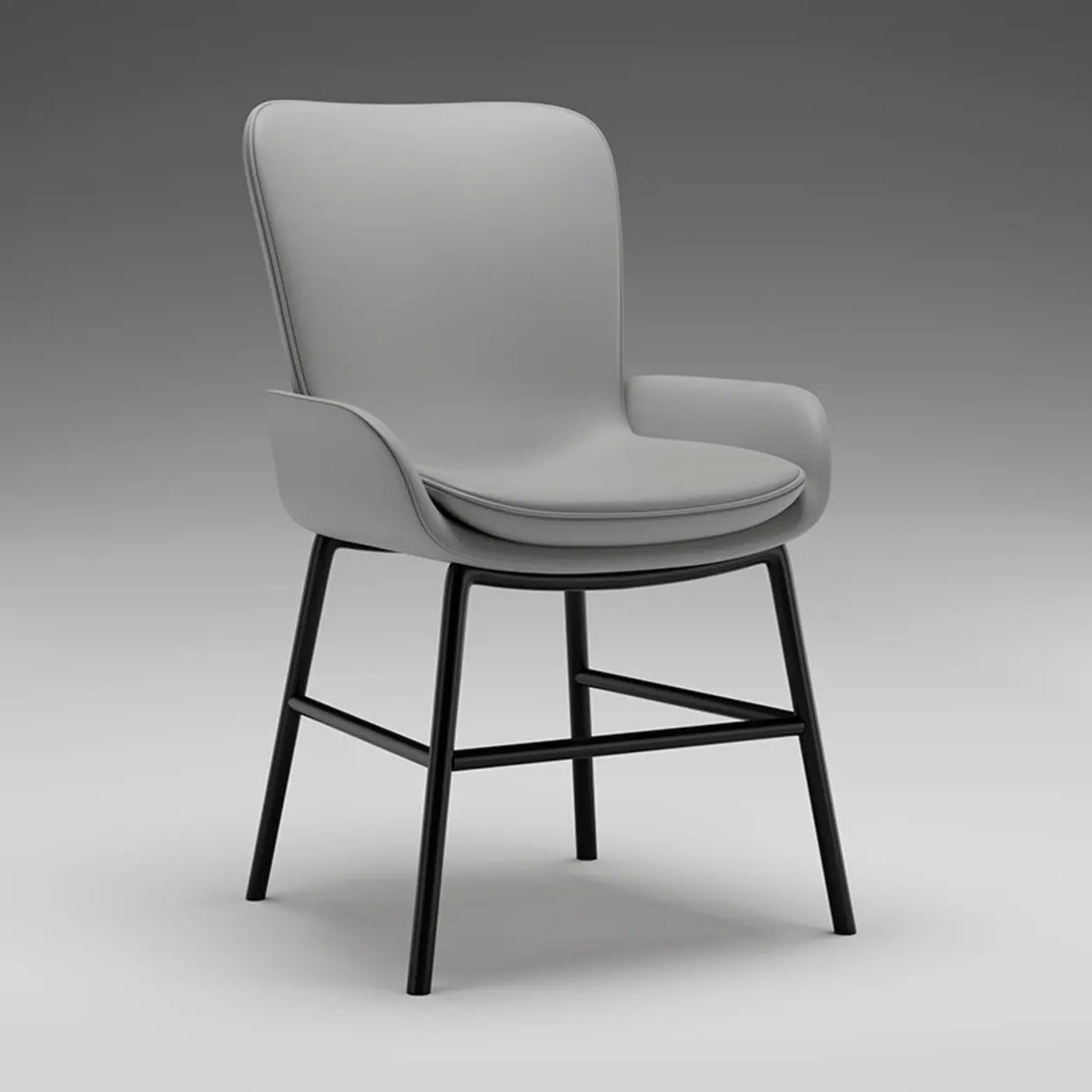 Modern Upholstered Solid Back Armchair Dining Chair Image - 2