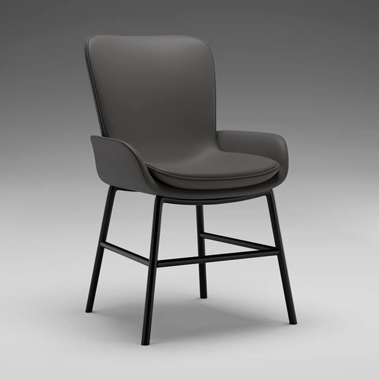 Modern Upholstered Solid Back Armchair Dining Chair Image - 3