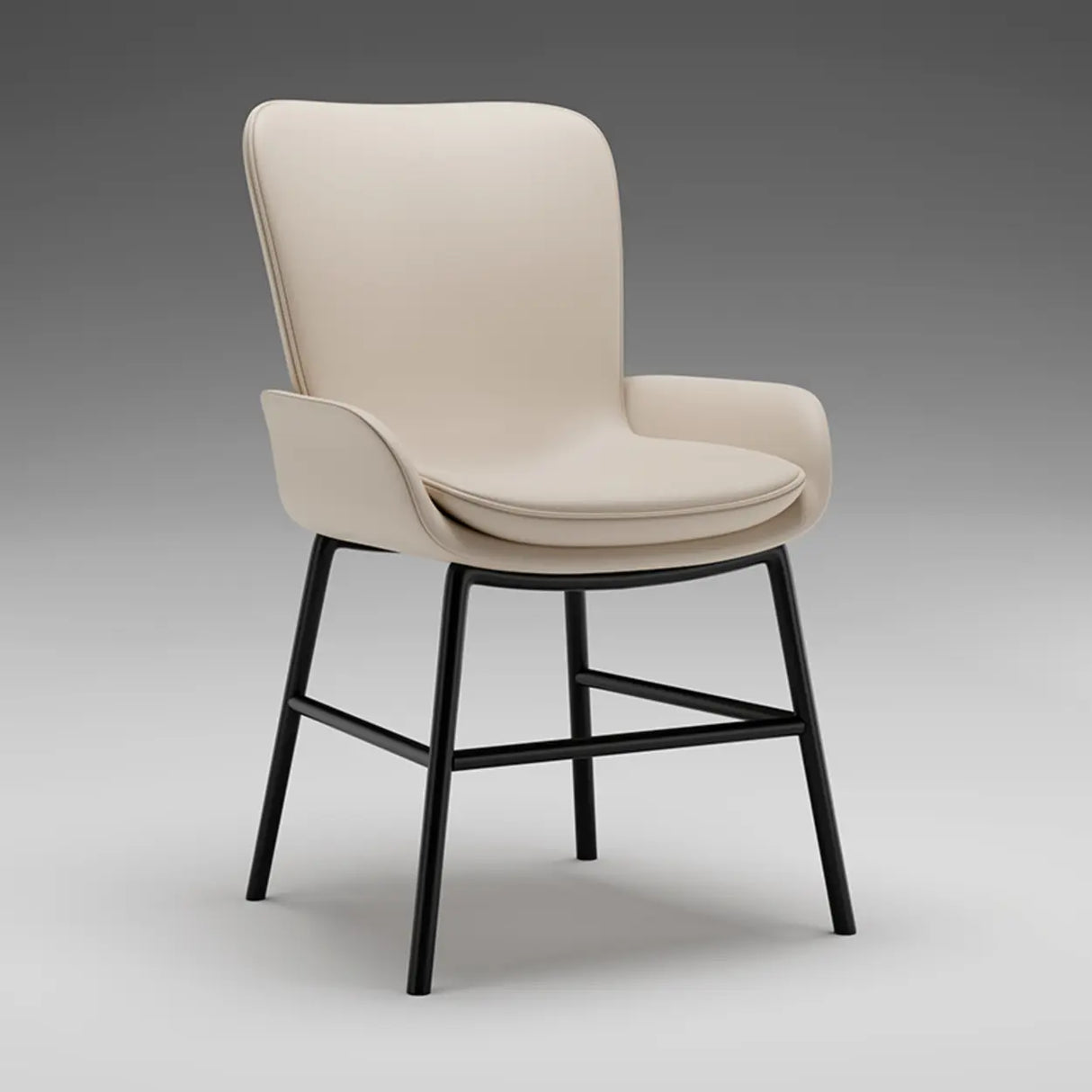 Modern Upholstered Solid Back Armchair Dining Chair Image - 5