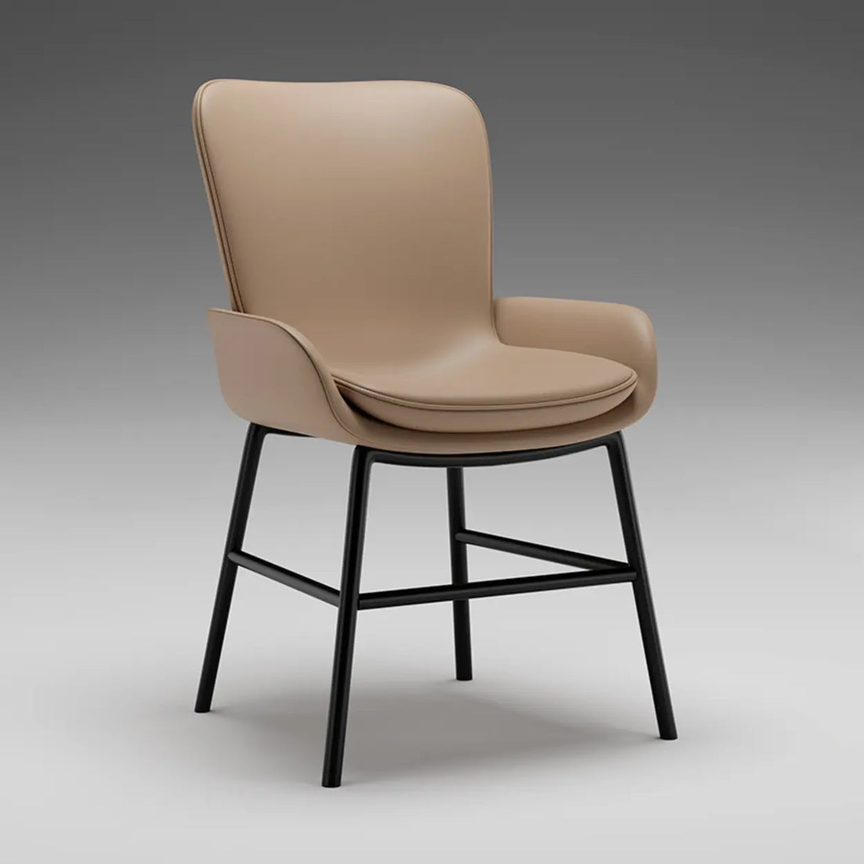 Modern Upholstered Solid Back Armchair Dining Chair Image - 7