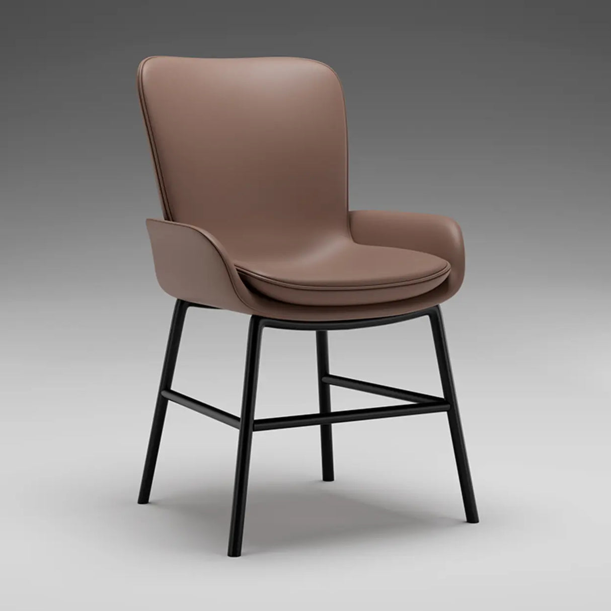 Modern Upholstered Solid Back Armchair Dining Chair Image - 9