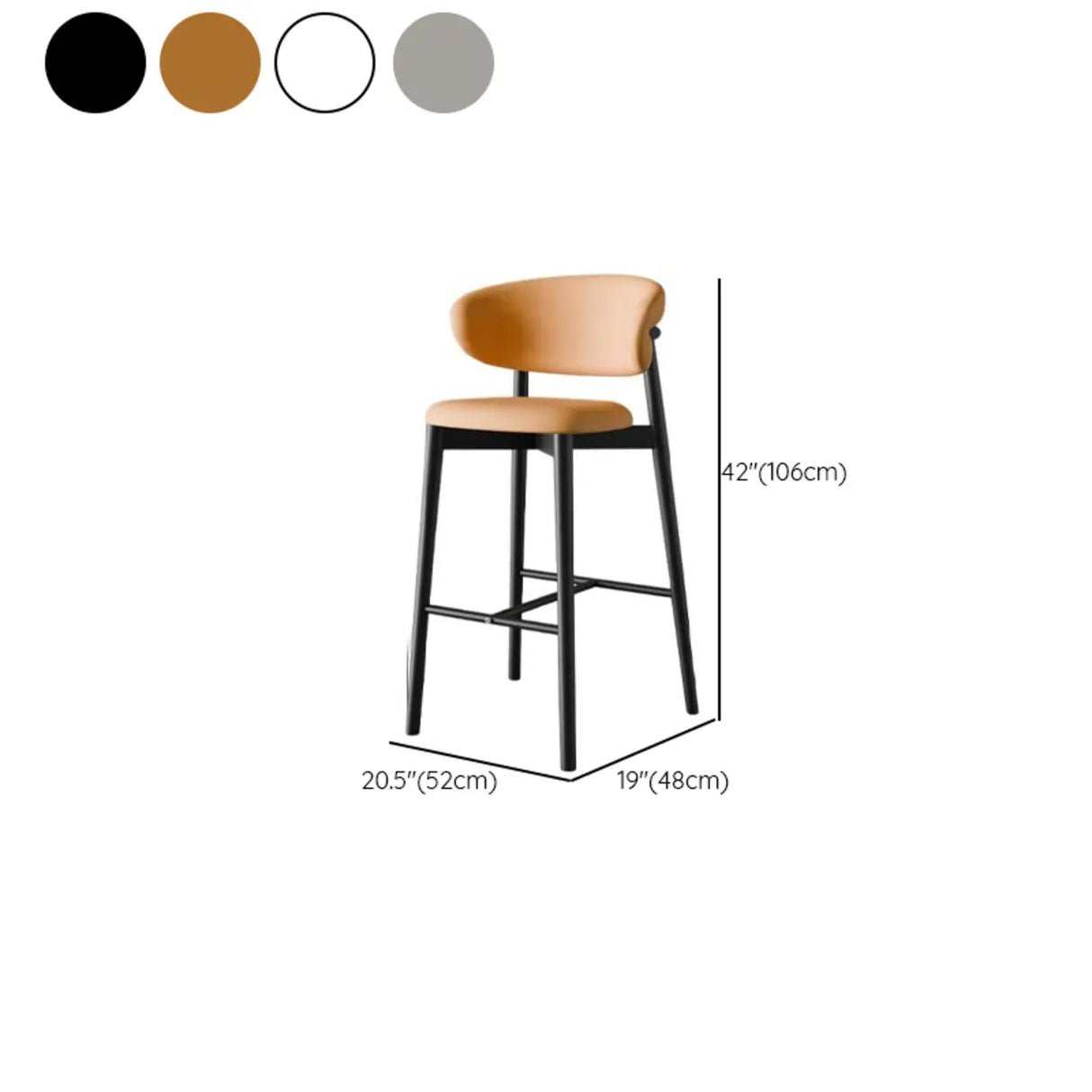 Modern Upholstered Square Low Back Bar Stool with Metal Legs Image - 14