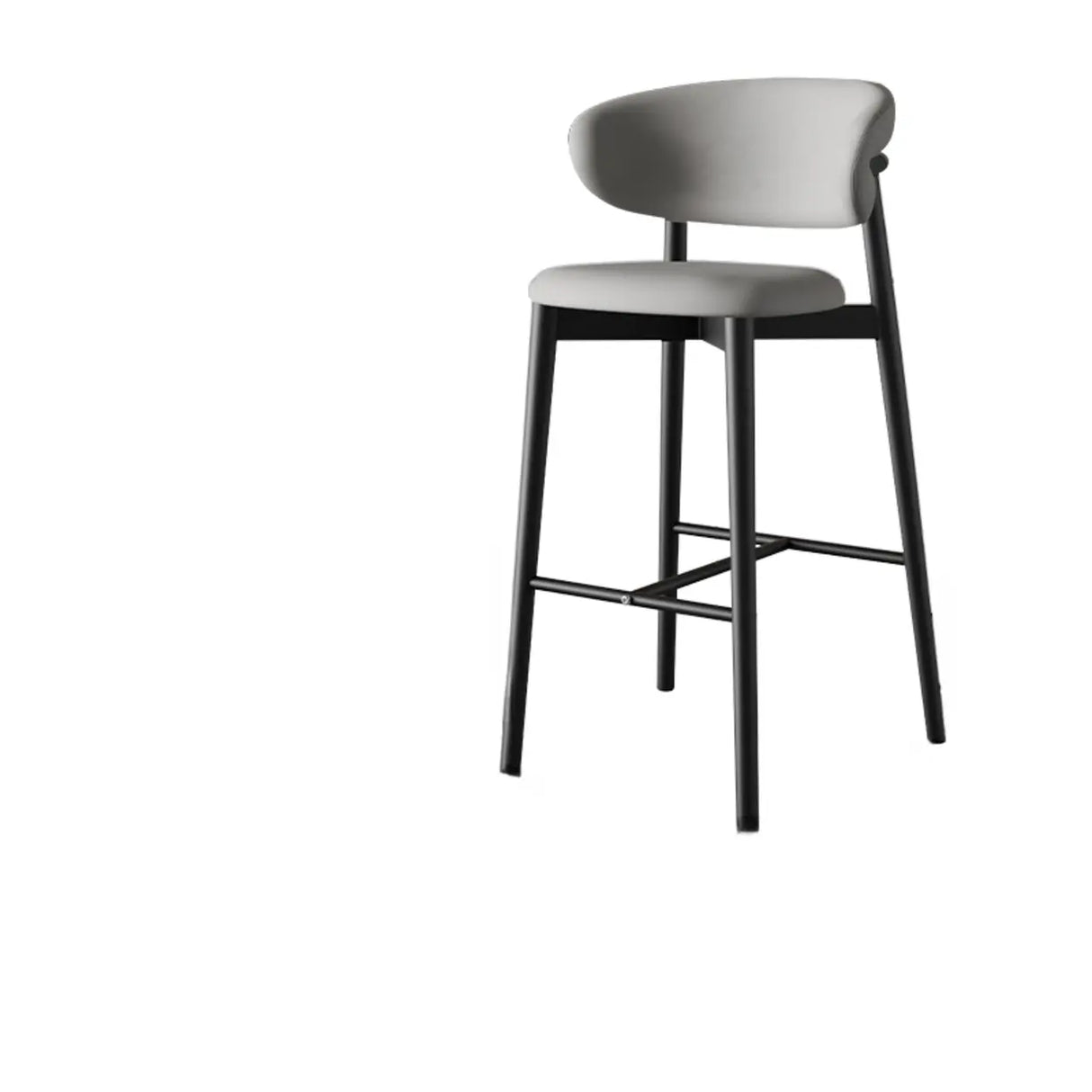 Modern Upholstered Square Low Back Bar Stool with Metal Legs Image - 3
