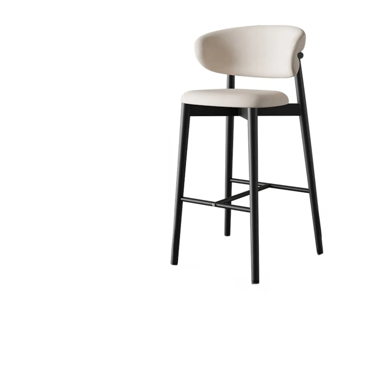 Modern Upholstered Square Low Back Bar Stool with Metal Legs Image - 5