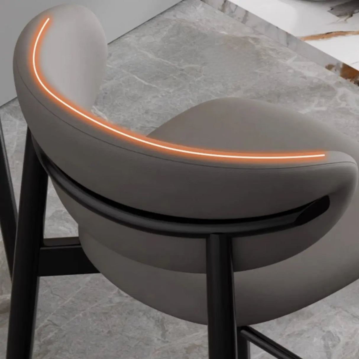 Modern Upholstered Square Low Back Bar Stool with Metal Legs Image - 8