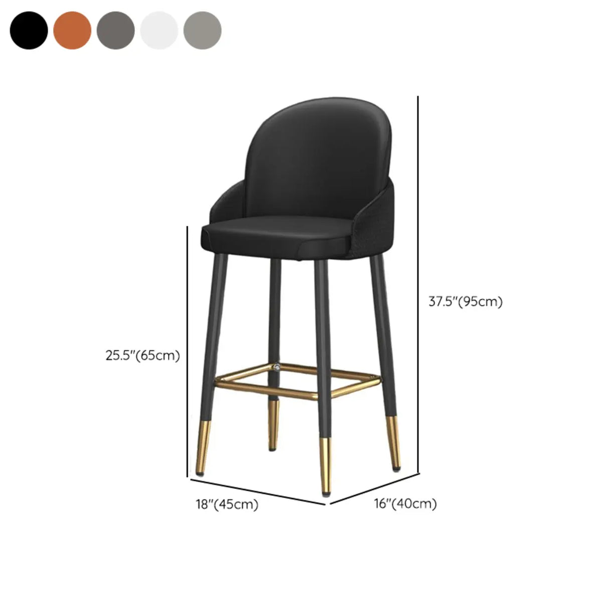 Modern Upholstered Swivel Leather Bar Stool with Metal Legs