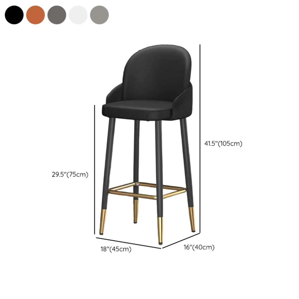 Modern Upholstered Swivel Leather Bar Stool with Metal Legs Image - 22