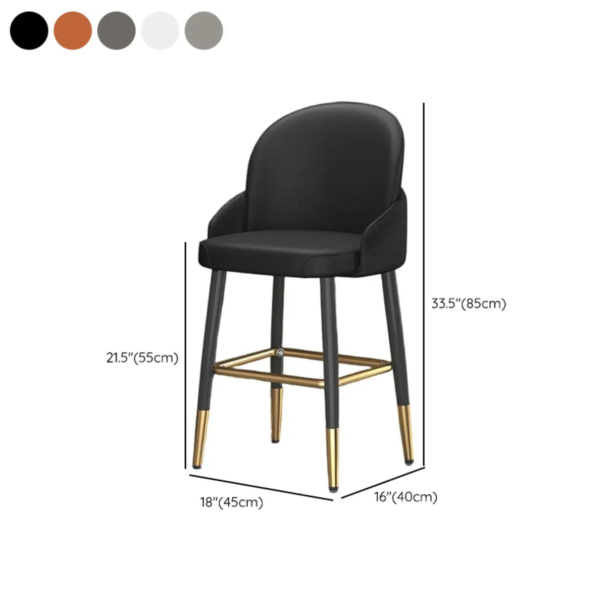 Modern Upholstered Swivel Leather Bar Stool with Metal Legs Image - 23