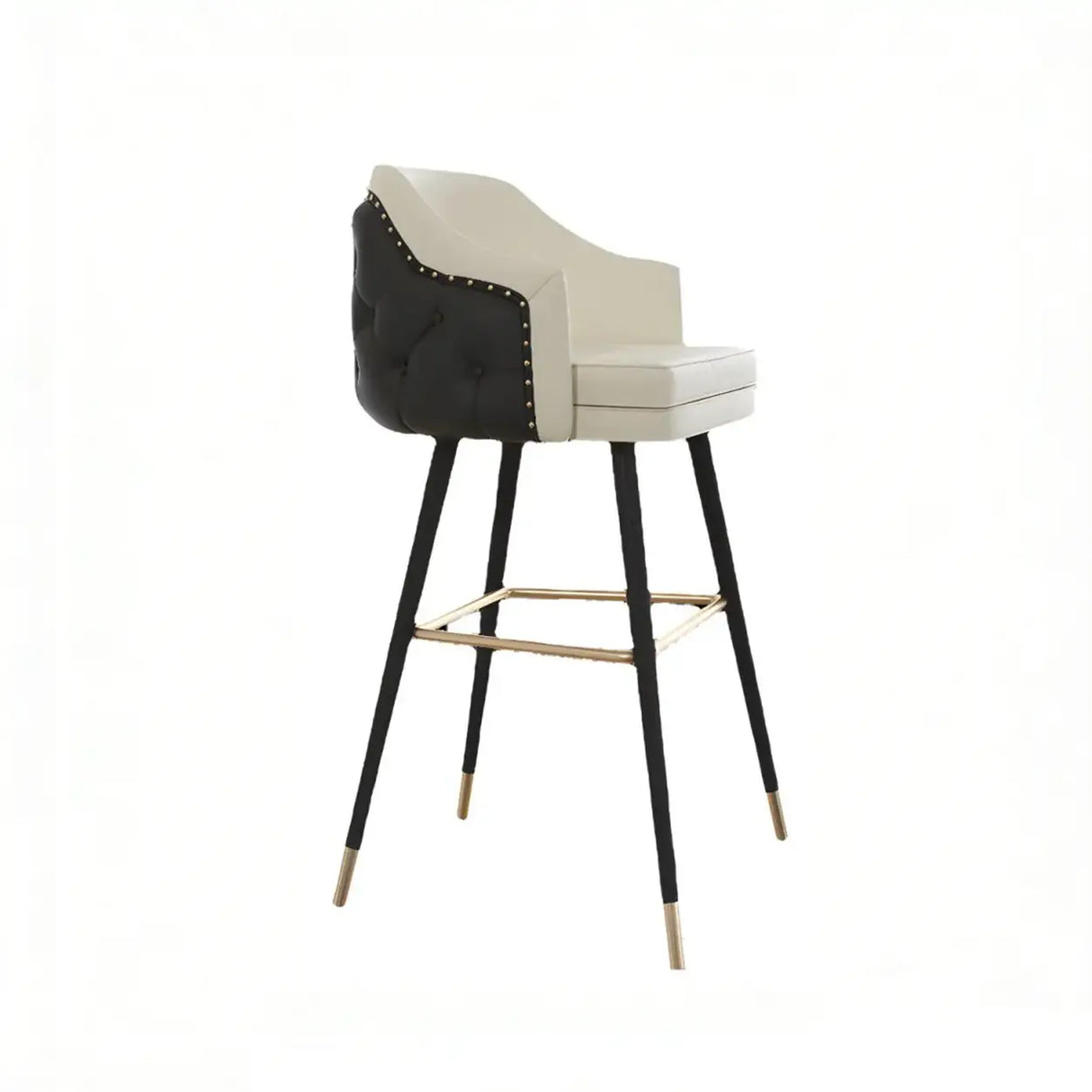 Modern Upholstered Tufted Faux Leather Counter Bar Stool Image - 13