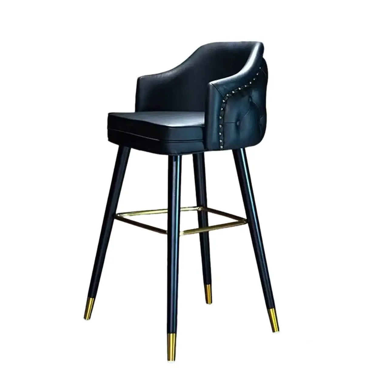 Modern Upholstered Tufted Faux Leather Counter Bar Stool Image - 14