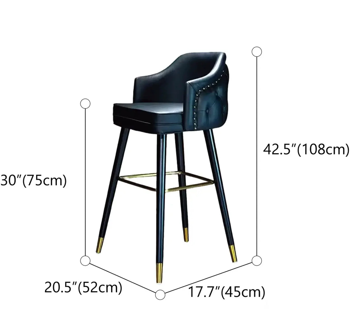 Modern Upholstered Tufted Faux Leather Counter Bar Stool Image - 16